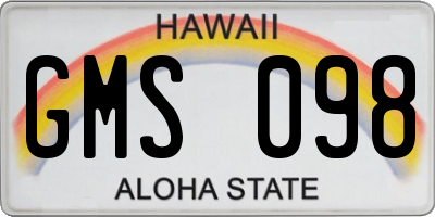 HI license plate GMS098