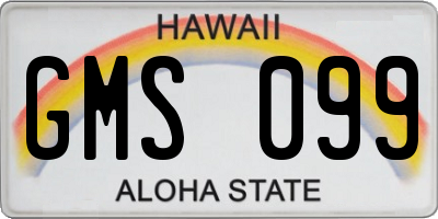 HI license plate GMS099