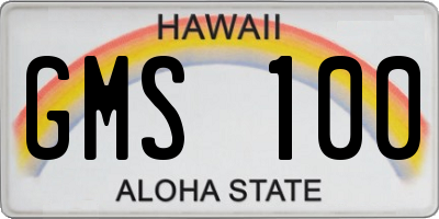 HI license plate GMS100