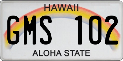 HI license plate GMS102