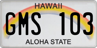 HI license plate GMS103