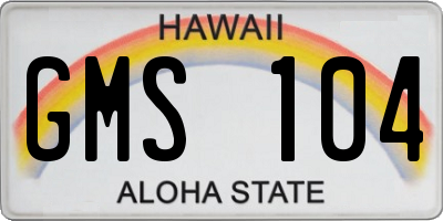 HI license plate GMS104