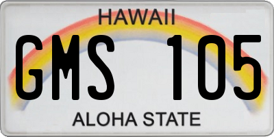 HI license plate GMS105