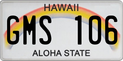 HI license plate GMS106