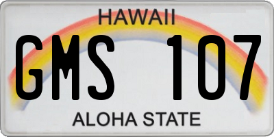 HI license plate GMS107