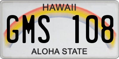HI license plate GMS108