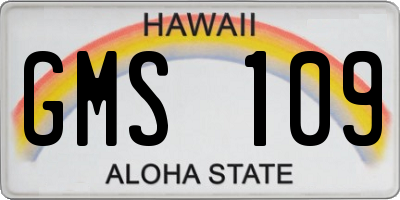 HI license plate GMS109