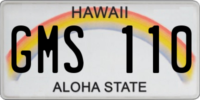 HI license plate GMS110