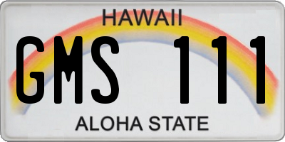 HI license plate GMS111