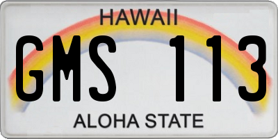 HI license plate GMS113