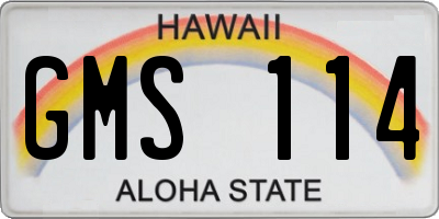 HI license plate GMS114