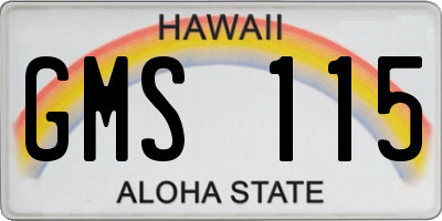 HI license plate GMS115