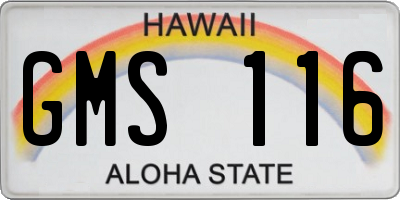 HI license plate GMS116