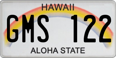 HI license plate GMS122