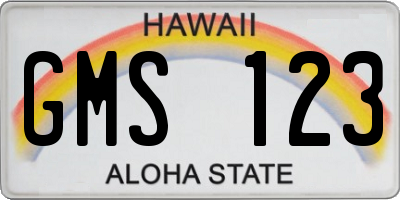 HI license plate GMS123