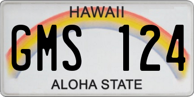 HI license plate GMS124