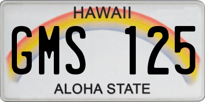 HI license plate GMS125