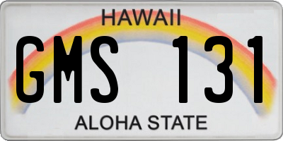 HI license plate GMS131