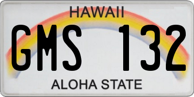 HI license plate GMS132