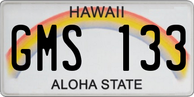 HI license plate GMS133