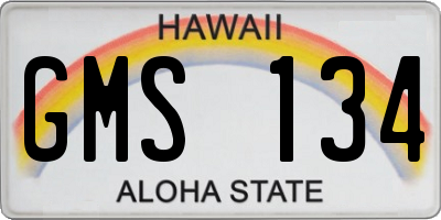 HI license plate GMS134