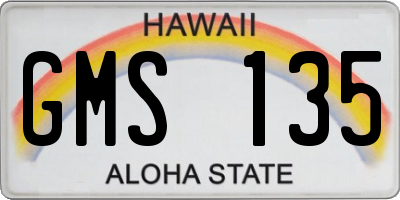 HI license plate GMS135