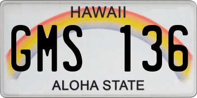 HI license plate GMS136