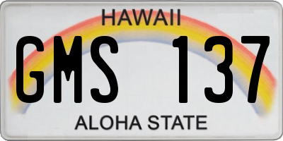 HI license plate GMS137