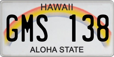 HI license plate GMS138