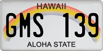HI license plate GMS139