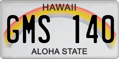 HI license plate GMS140