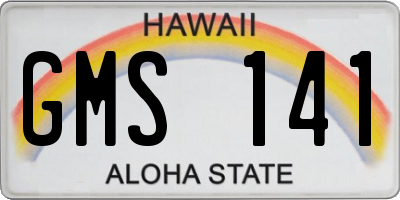 HI license plate GMS141