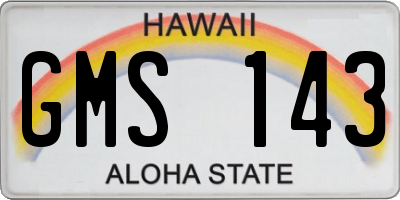 HI license plate GMS143