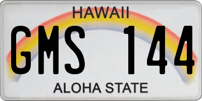 HI license plate GMS144