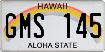 HI license plate GMS145