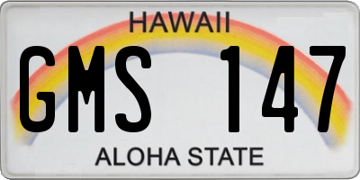 HI license plate GMS147