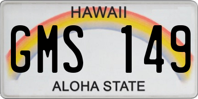 HI license plate GMS149