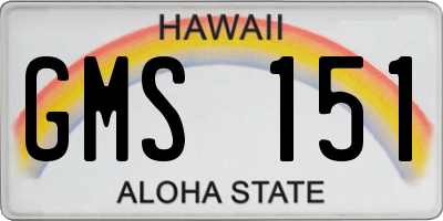 HI license plate GMS151