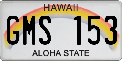 HI license plate GMS153