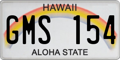 HI license plate GMS154