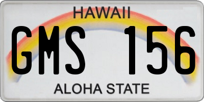 HI license plate GMS156