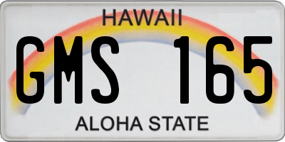 HI license plate GMS165