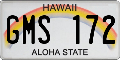 HI license plate GMS172