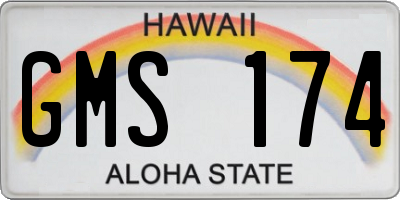 HI license plate GMS174