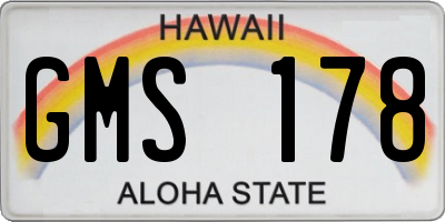 HI license plate GMS178