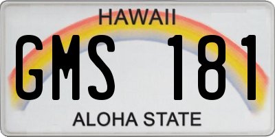 HI license plate GMS181