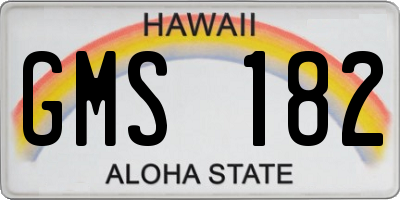 HI license plate GMS182