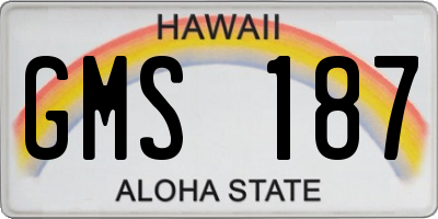HI license plate GMS187