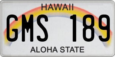 HI license plate GMS189