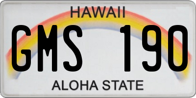 HI license plate GMS190
